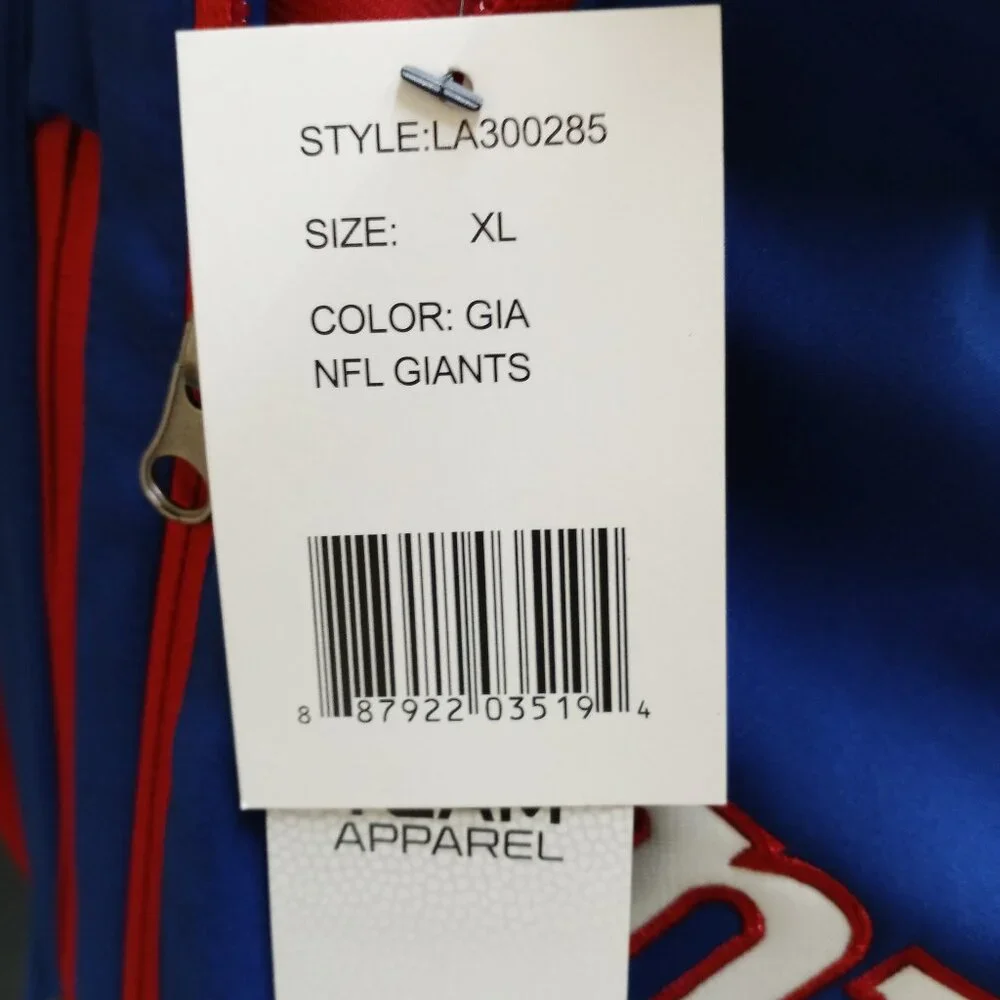 NEW YORK GIANTS NFL Team Apparel Jacket NEW NWT Men's XL